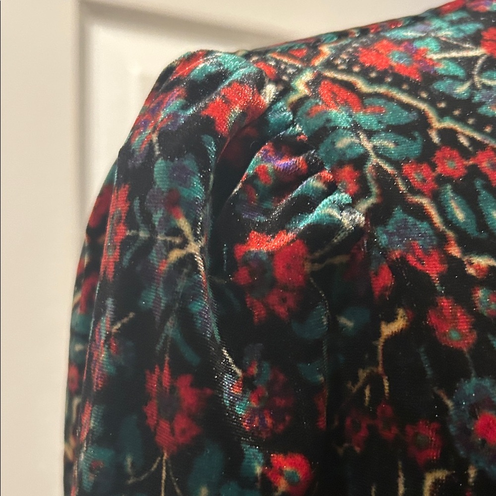 LOFT Elegant Multicolor velvet Patterned Dress NWT - image 4